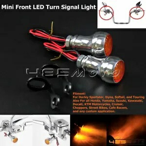 12V オートバイミニフロント LED ターンシグナルライトハーレーダイナチョッパークルーザー用 12V Motorcycle Mini Front LED Turn Signal Light For Harley Dyna Chopper Cruiser 【並行輸入品】