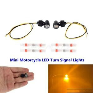 2X ミニオートバイ LED 弾丸ターンシグナルライト ウインカーインジケーター アンバーランプ 2X Mini Motorcycle LED Bullet Turn Signals Lights Blinker Indicators Amber Lamp 【並行輸入品】