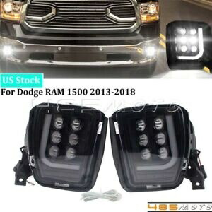 ダッジ RAM 1500 2013-2018 2016 2017 フロント LED フォグランプホワイト DRL アセンブリ For Dodge RAM 1500 2013-2018 2016 2017 Front LED Fog Lights White DRL Assembly 【並行輸入品】