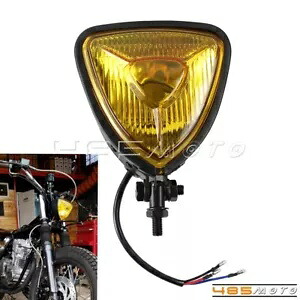 オートバイトライアングルヴィンテージレトロヘッドライトアンバーレンズボバーチョッパーカフェ Motorcycle Triangle Vintage Retro Headlight Amber Lens for Bobber Chopper Cafe 【並行輸入品】