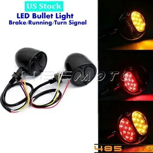 2X ユニバーサル LED ブレーキターンシグナルライトアンバー/レッドインジケーターホンダヤマハ用 2X Universal LED Brake Turn Signal Lights Amber/Red Indicators For Honda Yamaha 【並行輸入品】