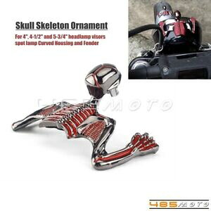 オートバイスカルスケルトン飾りハーレーチョッパー 4 ''フェンダーヘッドライトバイザー Motorcycle Skull Skeleton Ornament For Harley Chopper 4'' Fender Headlight Visor 【並行輸入品】