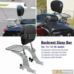 ハーレースポーツスター 1200 883 カスタム取り外し可能なシーシーバーバックレスト + 荷物ラック For Harley Sportster 1200 883 Custom Detachable Sissy Bar Backrest +Luggage Rack 【並行輸入品】