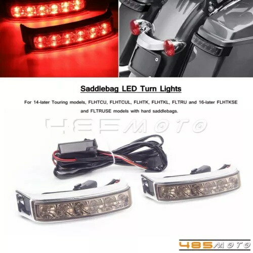 2x LED サドルバッグ ランニング ブレーキ ターン シグナル ライト ハーレー ツーリング グライド FLHR 用 2x LED Saddlebag Running Brake Turn Signals Lights for Harley Touring Glide FLHR 【並行輸入品】