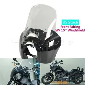 フロントアッパーフェアリング & 15 インチフロントガラスフロントガラス Harley Dyna Low Rider FXDL 用 Front Upper Fairing & 15'' Windshield Windscreen For Harley Dyna Low Rider FXDL 【並行輸入品】