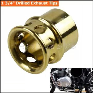 真鍮オートバイ 1-3/4 インチ穴あき排気ヒントハーレースクランブラークルーザーボバー用 Brass Motorcycle 1-3/4\
