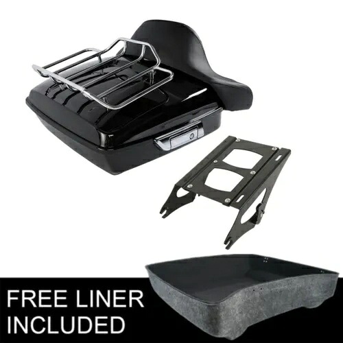 ブラックチョップドパックトランクバックレストマウントラックハーレーツアーパックツーリング14+用 Black Chopped Pack Trunk Backrest Mount Rack Fit For Harley Tour Pak Touring 14+ 【並行輸入品】