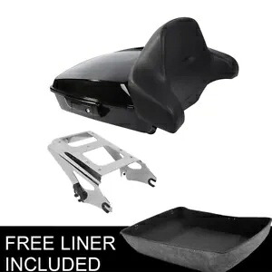 ブラック チョップド パック トランク バックレスト & マウント ハーレー ツアー パック ツーリング 09-13 に適合 Black Chopped Pack Trunk Backrest & Mount Fit For Harley Tour Pak Touring 09-13 【並行輸入品】
