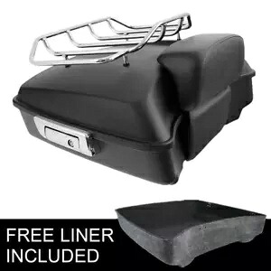 チョップドパックトランク トップラックバックレスト付き ハーレーツアーパックツーリング14-23に適合 Chopped Pack Trunk W/ Top Rack Backrest Fit For Harley Tour Pak Touring 14-23 【並行輸入品】
