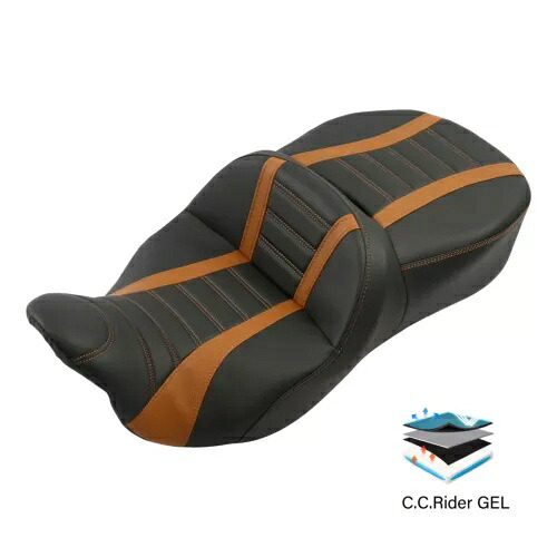 ブラック + オレンジ運転席助手席ジェルシートハーレーツーリングストリートグライド 09-23 に適合 Black+Orange Driver Passenger Gel Seat Fit For Harley Touring Street Glide 09-23 【並行輸入品】｜カスタムパーツ WORLD倉庫