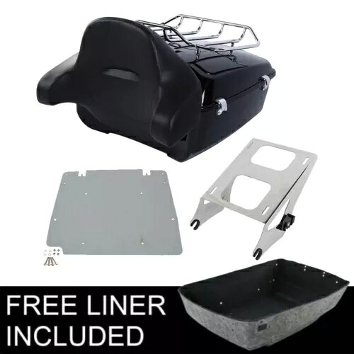 キングパック トランク + パッド 2 アップ ラック ハーレー ツアー パック ロード キング グライド 14 アップに適合 King Pack Trunk +Pad Two Up Rack Fit For Harley Tour Pak Road King Glide 14-Up 【並行輸入品】