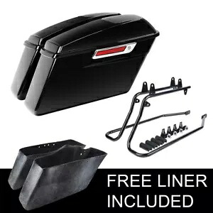 ビビッドブラックサドルバッグ 変換ブラケット付き ハーレーソフテイル 1984-2017 に適合 Vivid Black Saddle Bags w/ Conversion Bracket Fit For Harley Softail 1984-2017 【並行輸入品】 84,700円