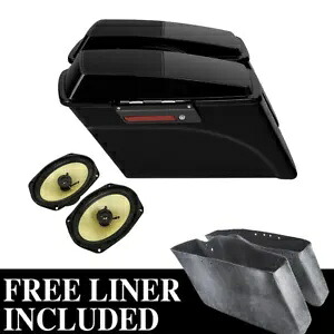 ハードサドルバッグ 6x9インチスピーカー蓋付き ハーレーツーリングロードキンググライド 94-13用 Hard Saddlebag w/ 6x9\