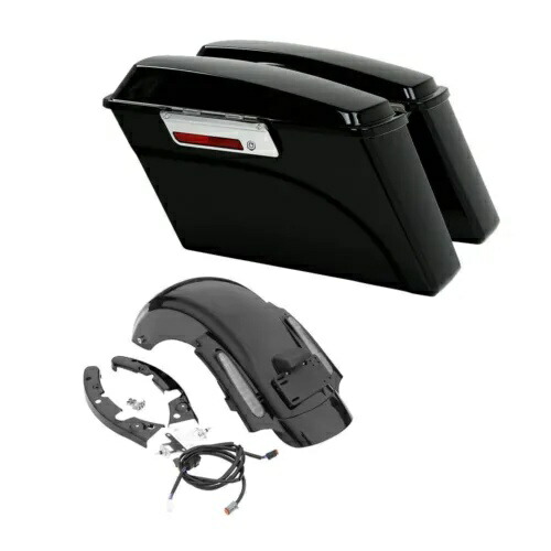 LED リアフェンダー & ハードサドルバッグ ハーレー CVO ロードキンググライド 2009-2013 に適合 LED Rear Fender & Hard Saddlebag Fit For Harley CVO Road King Glide 2009-2013 【並行輸入品】
