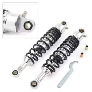 320mm リアショックアブソーバー サスペンション ラウンドエンド ホンダ スズキ ブラック & シルバー用 320mm Rear Shock Absorbers Suspension Round End for Honda Suzuki Black & Silver 【並行輸入品】