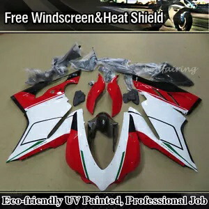 インジェクションフェアリングキット Ducati 1299 959 Panigale 2015-2018 ホワイトレッドボディワーク用 Injection Fairing Kit for Ducati 1299 959 Panigale 2015-2018 White Red Body Work 【並行輸入品】