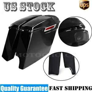 ブラック 2 in 1 ストレッチ拡張ハードサドルバッグ ハーレー ツーリング 2014 年以降に適合 Black 2 into 1 Stretched Extended Hard Saddlebags Fit For Harley Touring 2014-Up 【並行輸入品】