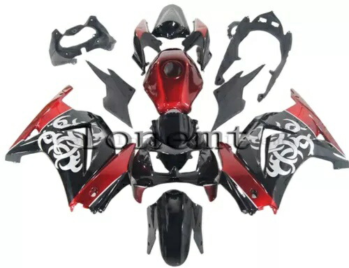 ブラックレッド ABS インジェクションフェアリングキット 2008-2012 Ninja 250 EX250 ボディワークに適合 Black Red ABS Injection Fairing Kit Fit for 2008-2012 Ninja 250 EX250 Bodywork 【並行輸入品】