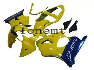 イエロー ブルー ABS プラスチック射出フェアリング 2000-2002 Ninja ZX-6R ボディワークに適合 Yellow Blue ABS Plastic Injection Fairing Fit for 2000-2002 Ninja ZX-6R Bodywork 【並行輸入品】