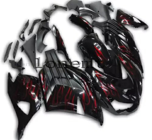 レッドフレームブラック ABS プラスチック射出成形フェアリング 2012-2023 Ninja ZX14R に適合 Red Flame Black ABS Plastic Injection Mold Fairing Fit for 2012-2023 Ninja ZX14R 【並行輸入品】|カスタムパーツ WORLD倉庫