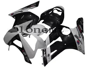ホワイト ブラック ABS プラスチック射出フェアリングキット 2003-2004 Ninja ZX6R 636 に適合 White Black ABS Plastic Injection Fairing Kit Fit for 2003-2004 Ninja ZX6R 636 【並行輸入品】