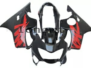 レッドブラック ABS プラスチック射出フェアリング 1999-2000 CBR600 F4 ボディワークセットに適合 Red Black ABS Plastic Injection Fairing Fit for 1999-2000 CBR600 F4 Bodywork Set 【並行輸入品】