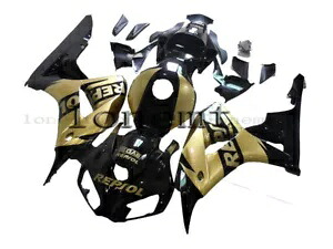 ブラック ゴールド ABS 射出成形フェアリング 2006-2007 CBR 1000 RR ボディワークセットに適合 Black Gold ABS Injection Mold Fairing Fit for 2006-2007 CBR 1000 RR Bodywork Set 【並行輸入品】