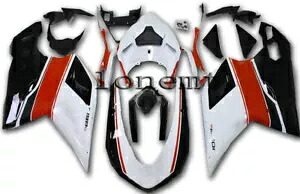 ホワイトレッドブラック ABS プラスチック射出フェアリング 07-12 ドゥカティ 1198 1098 848 に適合 White Red Black ABS Plastic Injection Fairing Fit for 07-12 Ducati 1198 1098 848 【並行輸入品】