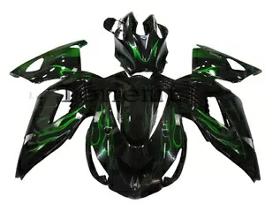グリーンフレームブラック ABS ボディワーク射出フェアリング 2006-2011 Ninja ZX14 に適合 Green Flame Black ABS Bodywork Injection Fairing Fit for 2006-2011 Ninja ZX14 【並行輸入品】|カスタムパーツ WORLD倉庫
