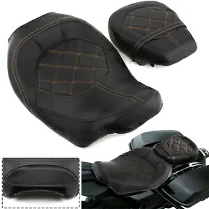 ブラックオートバイソロドライバー助手席セットハーレーツーリング CVO ロードキング用 Black Motorcycle Solo Driver Passenger Seat Set For Harley Touring CVO Road King 【並行輸入品】