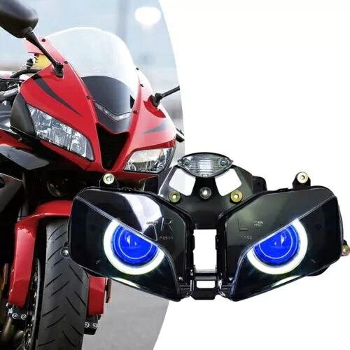 ヘッドライトアセンブリホワイトエンジェルアイヘイロー+ブルーホンダCBR600RR 2003-06 F5 Headlight Assembly White Angel Eye Halo+Blue For Honda CBR600RR 2003-06 F5 【並行輸入品】