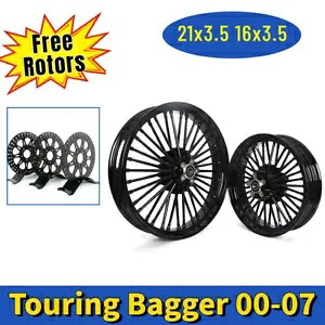 21 & 16 3.5 ファット スポーク ホイール リム ローター ハーレー ツーリング ロードキング グライド FLHT 用 21 & 16 3.5 Fat Spoke Wheels Rims Rotors for Harley Touring Road King Glide FLHT 【並行輸入品】｜カスタムパーツ WORLD倉庫