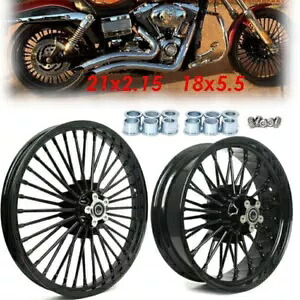 21x2.15 18x5.5 ファット スポーク ホイール ハーレー ダイナ ストリート ボブ FXDB 06-17 チョッパー用 21x2.15 18x5.5 Fat Spoke Wheels for Harley Dyna Street Bob FXDB 06-17 Choppers 【並行輸入品】