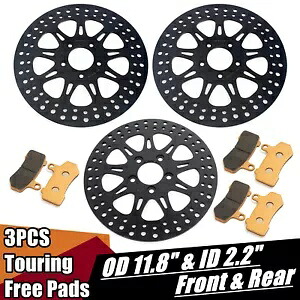 11.8 インチ フロント リア ブレーキ ローター パッド ツーリング ロードキング エレクトラグライド ウルトラ クラシック 11.8" Front Rear Brake Rotors Pads Touring Road King Electra Glide Ultra Classic 【並行輸入品】｜カスタムパーツ WORLD倉庫