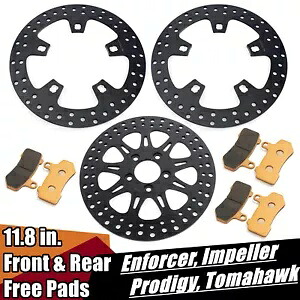 ハーレー用 フロントリア 11.8インチ ブレーキローター パッド付き ロードキング FLHR ロードグライド FLTRX for Harley Front Rear 11.8\