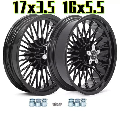 17X3.5 16X5.5 ファットスポークホイール ハーレーダイナ ファットボブ ソフテイル ファットボーイ Lo FLSTF用 17X3.5 16X5.5 Fat Spoke Wheels for Harley Dyna Fat Bob Softail Fat Boy Lo FLSTF 【並行輸入品】