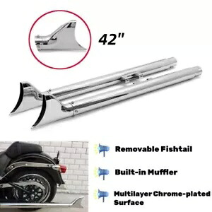 42インチ フィッシュテールマフラー スリップオンエキゾーストデュアルパイプ ハーレーソフテイル FLSTC FLSTF用 42\
