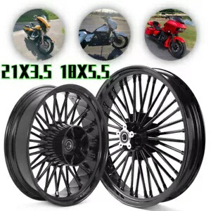 21X3.5 18X5.5 ファットスポークホイール ハーレーツーリングロードキングストリートグライド 09-24用 21X3.5 18X5.5 Fat Spoke Wheels for Harley Touring Road King Street Glide 09-24 【並行輸入品】