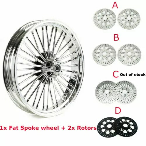 クローム 21 インチ ファット スポーク フロント ホイール ローター付き 21x3.5 ハーレー ツーリング FLTRX 09-23用 Chrome 21\