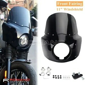 11 インチ ブラック フロントガラス フロント フェアリング キット ハーレー ダイナ スーパー グライド FXDWG 2006-17 用 11" Black Windshield Front Fairing Kit For Harley Dyna Super Glide FXDWG 2006-17 【並行輸入品】|カスタムパーツ WORLD倉庫