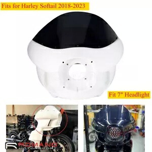 ハーレー ソフテイル ファット ボブ用 ホワイト アッパー ヘッドライト ファリング フロントガラス & マウント付き White Upper Headlight Faring w/ Windscreen & Mounting For Harley Softail Fat Bob 【並行輸入品】｜カスタムパーツ WORLD倉庫