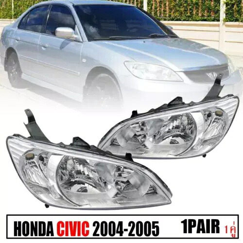ヘッドランプ フロント ライト 電球なし ペア LR フィット ホンダ シビック 2004-2005 ES フェイスリフト HEAD LAMP FRONT LIGHT W/O BULB PAIR LR FIT HONDA CIVIC 2004-2005 ES FACELIFT 【並行輸入品】|カスタムパーツ WORLD倉庫