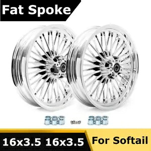 16x3.5 36 ファット スポーク ホイール リムセット ハーレー ソフテイル ヘリテージ ファットボーイ デラックス用 16x3.5 36 Fat Spoke Wheels Rims Set for Harley Softail Heritage Fatboy Deluxe 【並行輸入品】
