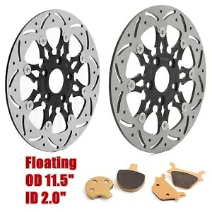 フローティング 11.5 インチ フロント リア ブレーキ ローター パッド ハーレー ダイナ ワイド グライド ロー ライダー用 Floating 11.5" Front Rear Brake Rotors Pads for Harley Dyna Wide Glide Low Rider 【並行輸入品】｜カスタムパーツ WORLD倉庫