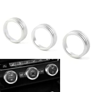 AC クライメート コントロール リング ノブ カバー VW ゴルフ ジェッタ ティグアン パサート アトラス シルバー- AC Climate Control Ring Knob Cover for VW Golf Jetta Tiguan Passat Atlas Silver- 【並行輸入品】|カスタムパーツ WORLD倉庫