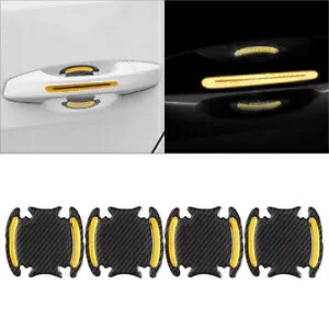 カーボンファイバードアハンドル反射車ステッカースクラッチ保護イエロー- Carbon fiber door handle reflective car sticker scratch protection yellow- 【並行輸入品】|カスタムパーツ WORLD倉庫