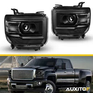 14-18 GMC シエラ 1500 2500HD 3500 HD プロジェクターヘッドライトランプブラック/クリア用 For 14-18 GMC Sierra 1500 2500HD 3500 HD Projector Headlights Lamps Black/Clear 【並行輸入品】|カスタムパーツ WORLD倉庫