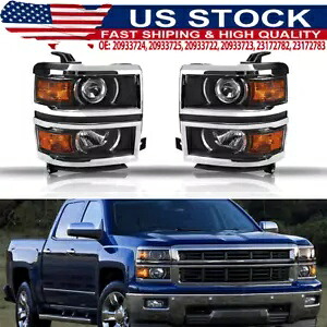 14-15 シボレーシルバラード 1500 ピックアッププロジェクターヘッドライトヘッドランプ左 + 右 For 14-15 Chevy Silverado 1500 Pickup Projector Headlights Headlamps Left+Right 【並行輸入品】