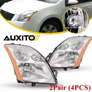2007-2009 日産セントラ用クリアヘッドライトヘッドランプアセンブリ左 + 右 2 セット For 2007-2009 Nissan Sentra Clear Headlights Head Lamps Assembly Left+Right 2Set 【並行輸入品】