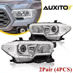 ヘッドライト 4 個 LED DRL ヘッドランプ LH+RH 16-23 トヨタ タコマ用セット クロームベゼル 4PCS HEADLIGHTS LED DRL HEADLAMP LH+RH FOR 16-23 TOYOTA TACOMA SET CHROME BEZEL 【並行輸入品】